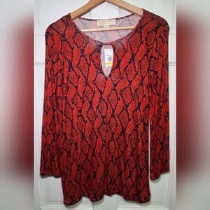 Michael Kors Snake Print Top Shirt Blouse- Women's Size Med NWT Mandarin